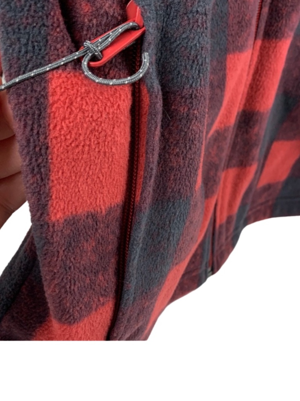 Columbia Red Black Plaid Fleece Jacket Pockets Full Zip Mens Size M Gorpcore - Picture 5 of 8